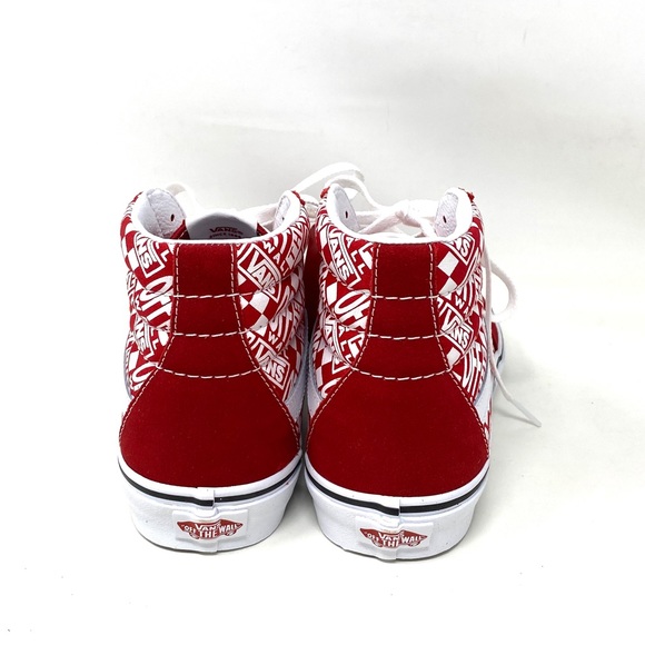 💖MEGA SALE💖VANS SK8-HI Suede Canvas Print Logo Red Women’s VN0A32QG3VB - Picture 4 of 7